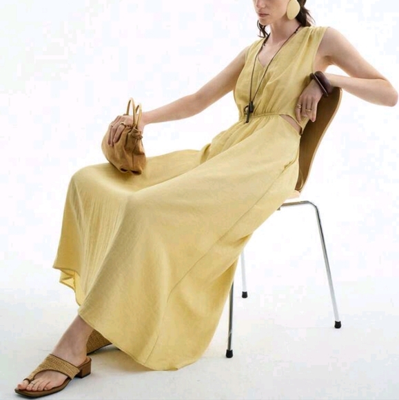 Dresses & Skirts - Women's Summer Casual/Commuting V-Neck Waist Ruched Belted Side Slit Pock